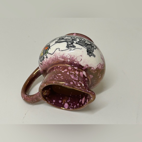 Early 20th Century Antique Old Castle Pink Copper Lusterware Creamer Pitcher - Picture 4 of 16